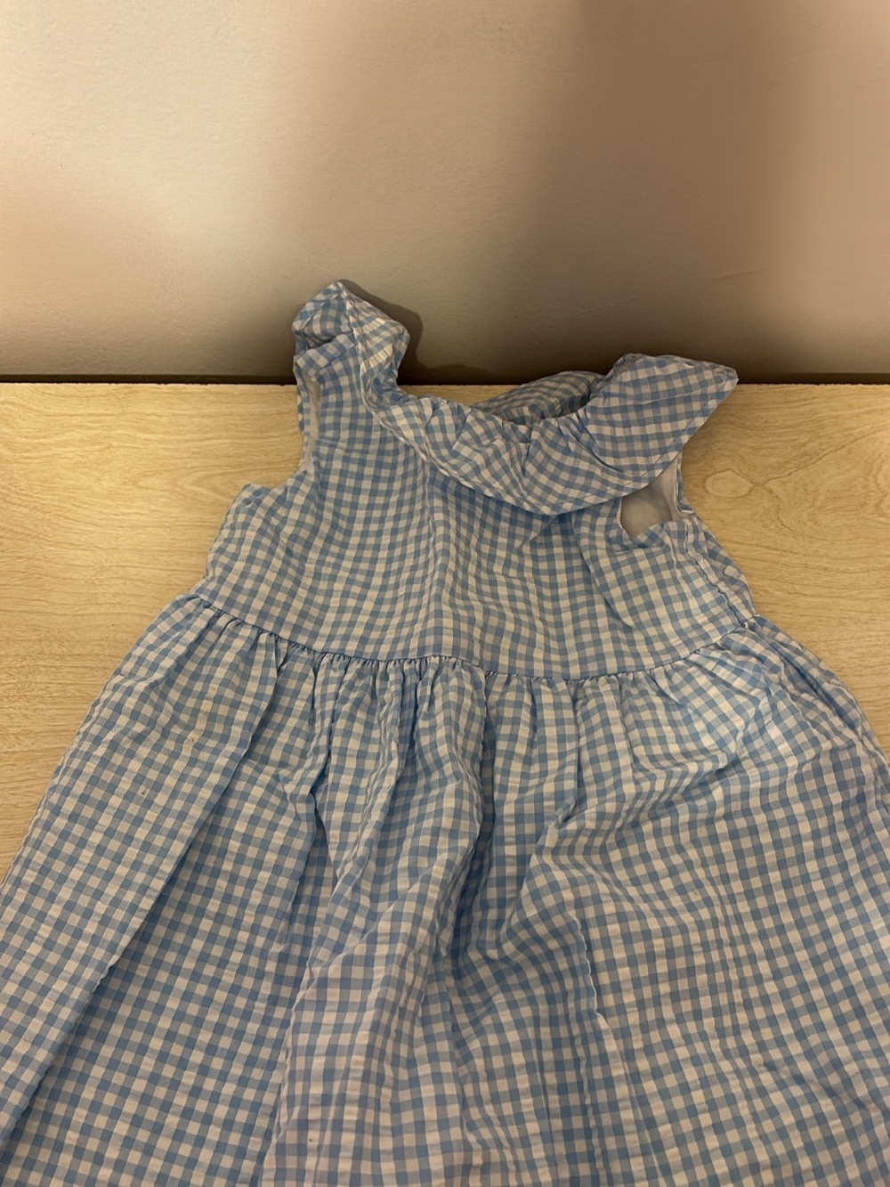 Carter's Light Blue Gingham One-Shoulder Ruffle Dress